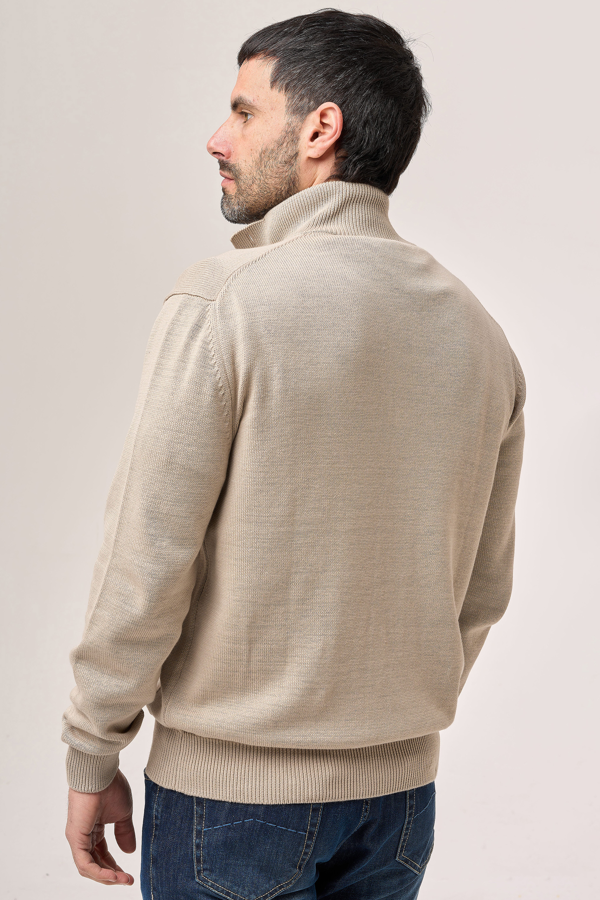 BOMBER SWEATER WITH BUTTONS - BEIGE - LUIGI BORRELLI